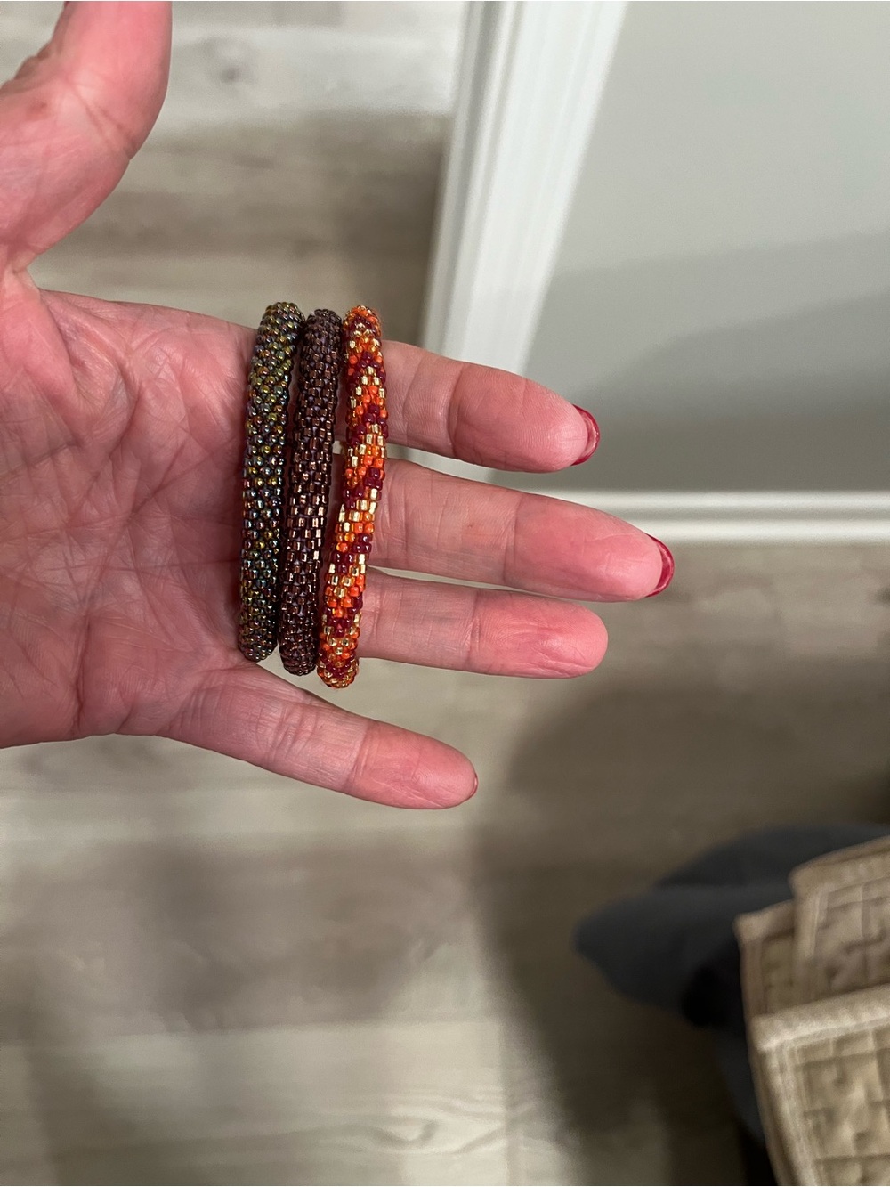 Set of Three Laura and Lily  Bracelets - Brown, Bronze, Orange